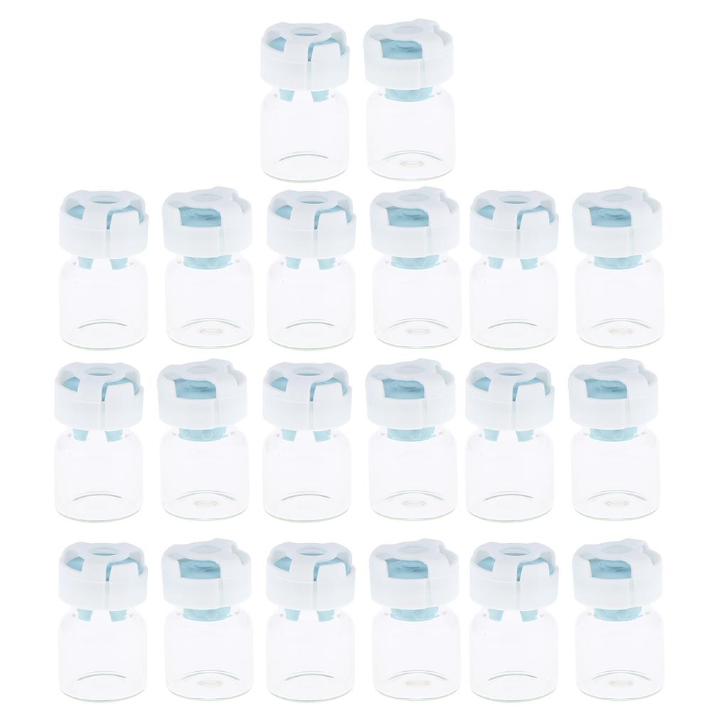 Pack 20pcs Clear Empty Glass Bottles Refillable Vials Containers Sample Makeup Container for Powder Liquid