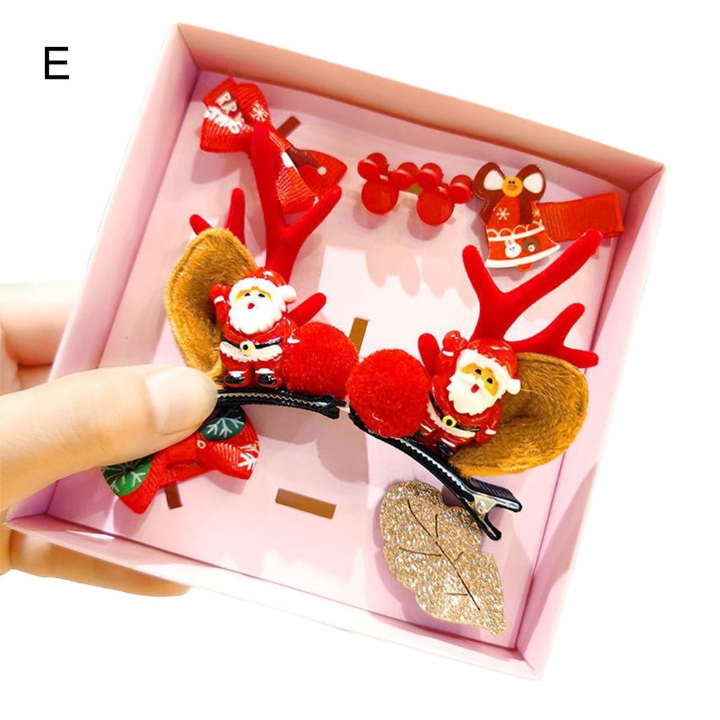 SET Hộp 7 Mẫu Kẹp Tóc Hình Sừng Tuần Lộc Giáng Sinh Dễ Thương Cho Bé Mới 2021