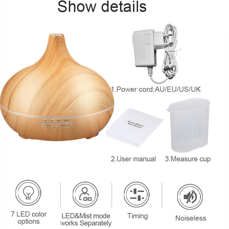 USB Air Humidifier Aroma Diffuser remote control 7 Colors Changing LED Lights cool mist maker Air Purifier for Home 400ML