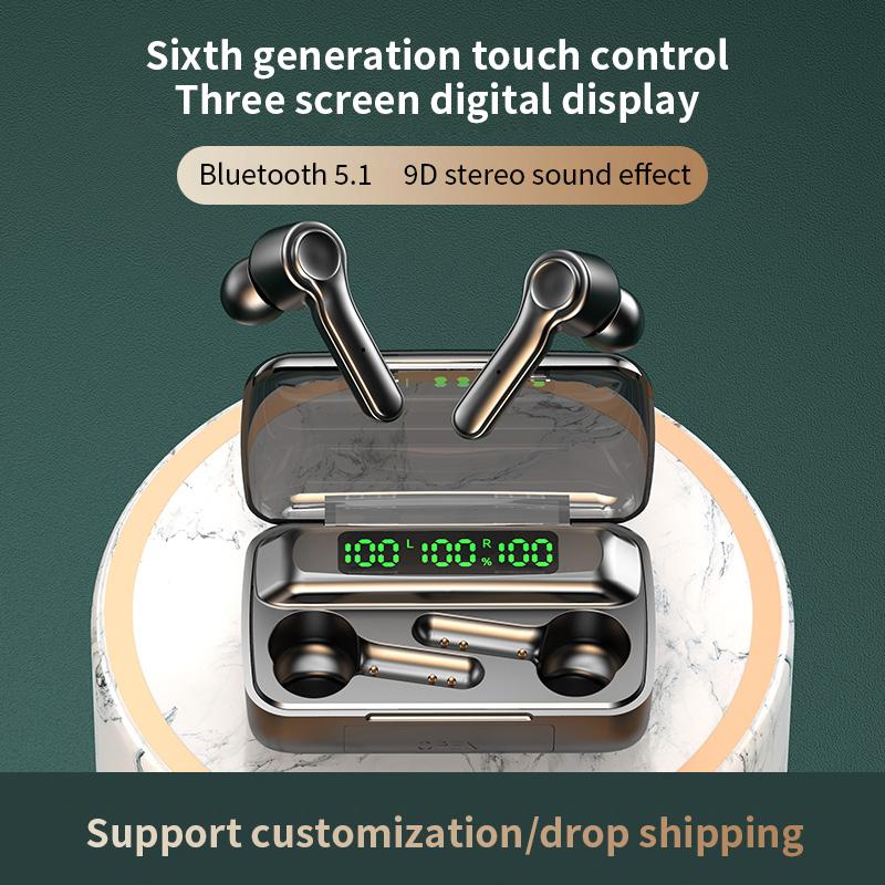 Tai Nghe Không Dây TWS Bluetooth 5.1 2000MAh Thể Thao Chống Thấm Nước Tai Nghe HiFi 9D Bass Stereo Tai Nghe Nhét Tai Có Micro