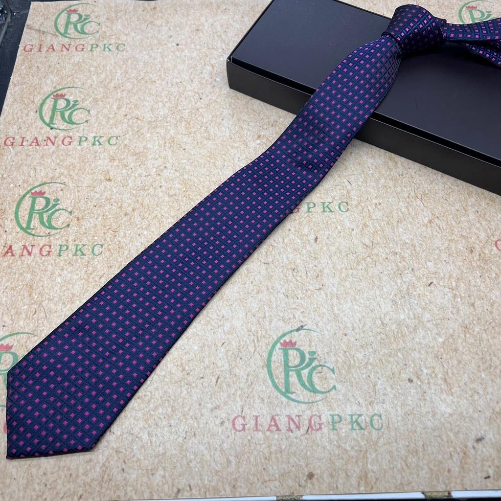 Hình ảnh Cà vạt nam màu tím trung niên bản 8cm dài tự thắt hàng dầy 3 lớp dành cho Lãnh Đạo Phụ kiện cưới Giang
