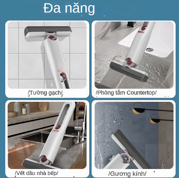 Cây lau kính, bàn bếp KG5S đa năng tự vắt thông minh, bọt biển siêu thấm hút gập gọn mini 25cm - Hàng chính hãng