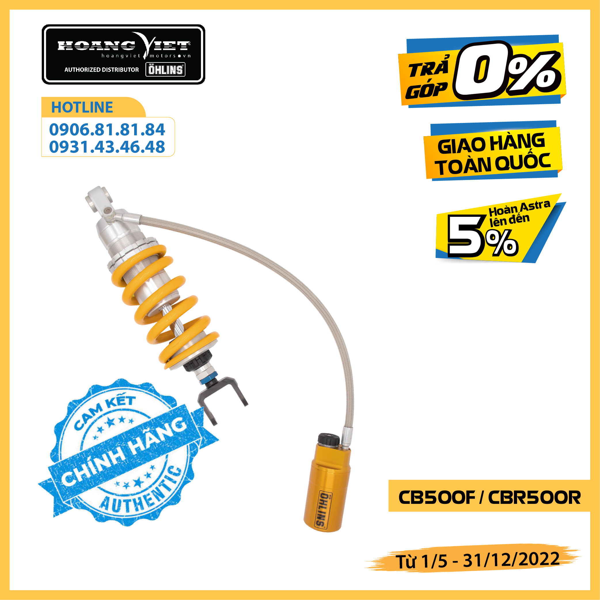 Phuộc Ohlins chính hãng HO 914 dành cho xe CB500-CBR500R