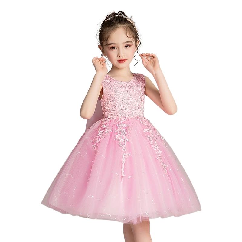 Váy đầm bé gái dễ thương, váy lưới bồng bềnh dự tiệc cho bé từ 6-12 tuổi màu hồng