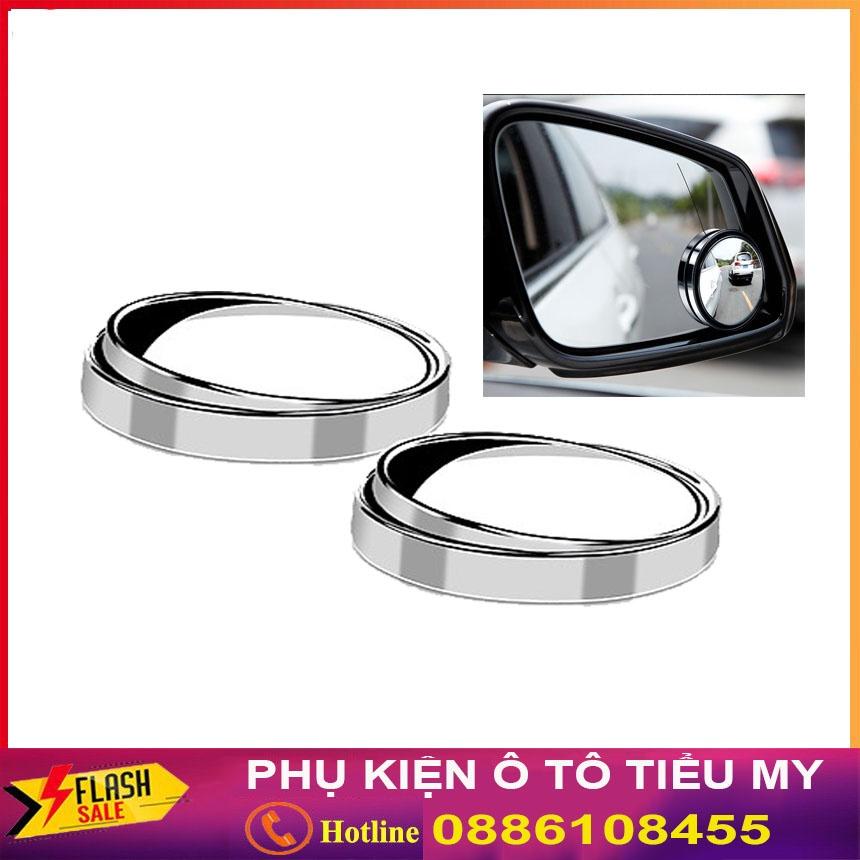 2 Gương cầu lồi gắn kính hậu ô tô xoay 360 độ xóa điểm mù loại có viền