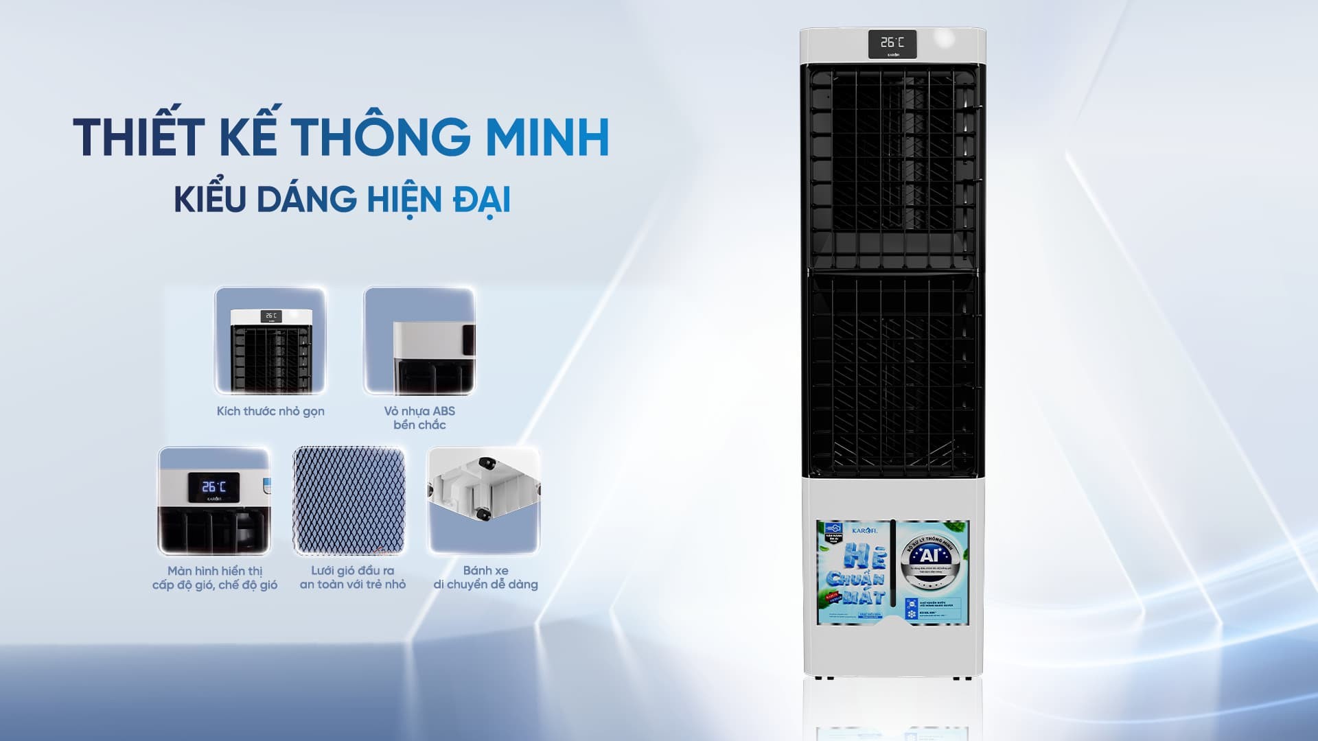 Quạt điều hòa Karofi KAC-H132R công nghệ tự điều chỉnh tốc độ gió - Hàng chính hãng