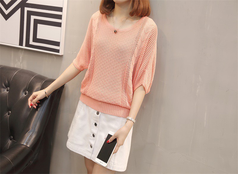Áo len lưới cánh dơi tay lỡ cổ tròn len mềm mịn không xù