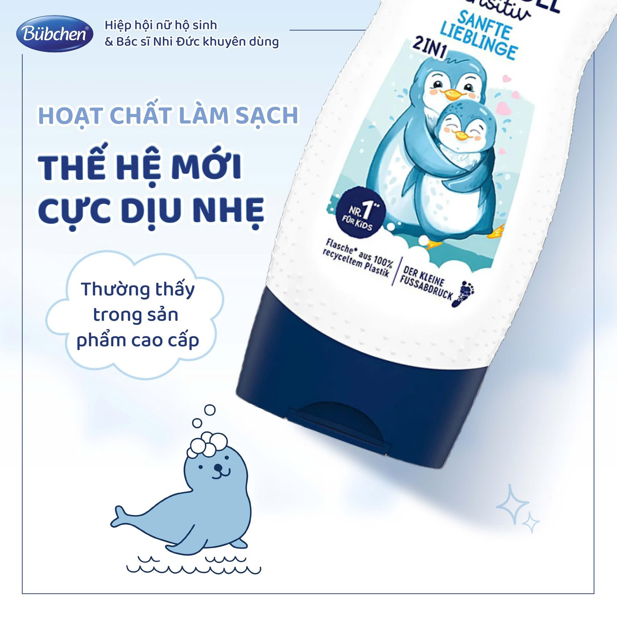 Combo 8 Chai Gel Tắm Gội Toàn Thân Bubchen Cánh Cụt 2in1 Sanfte Lieblinge Tiện Lợi An Toàn Cho Bé 230ml