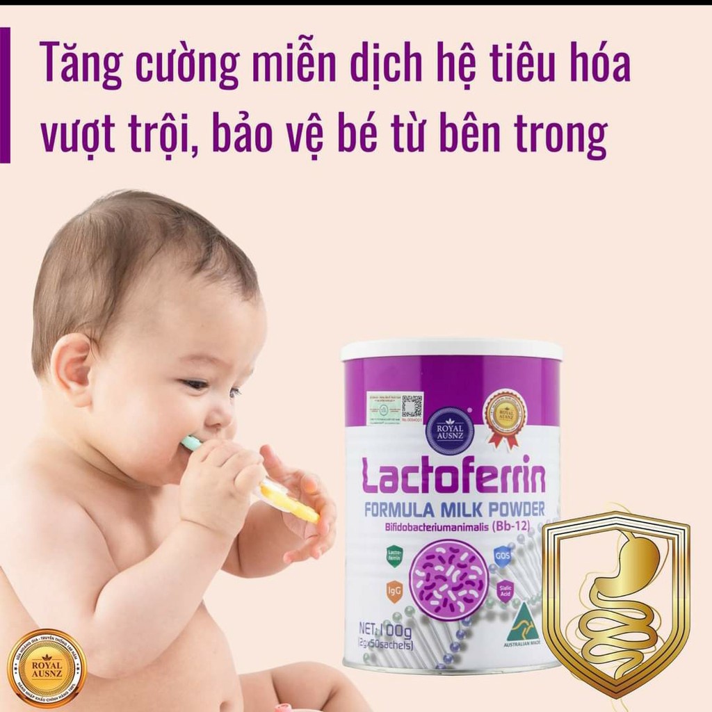 Combo 2 Hộp Sữa Bột Hoàng Gia Úc Lactoferrin Formula Milk BB-12 Tăng Cường Hệ Miễn Dịch ROYAL AUSNZ 100g