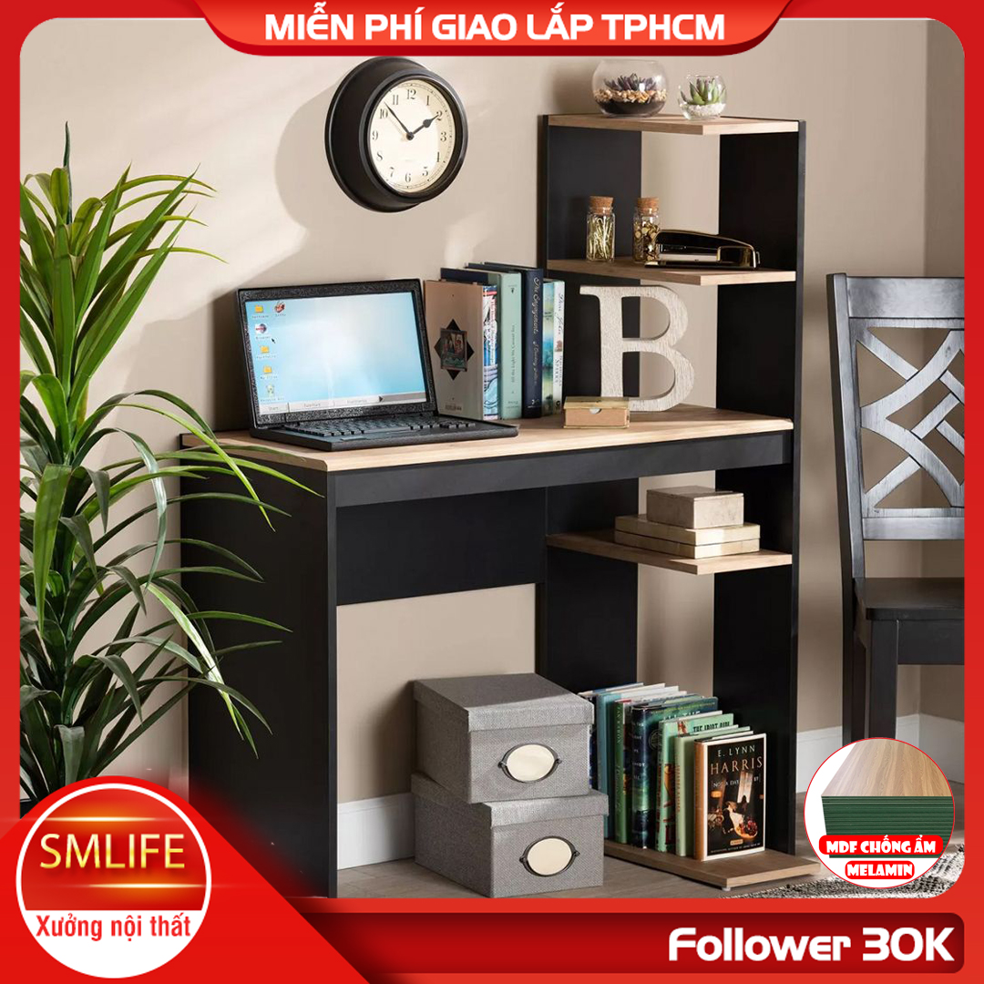 Bàn liền giá sách bằng gỗ công nghiệp SMLIFE Dinobot