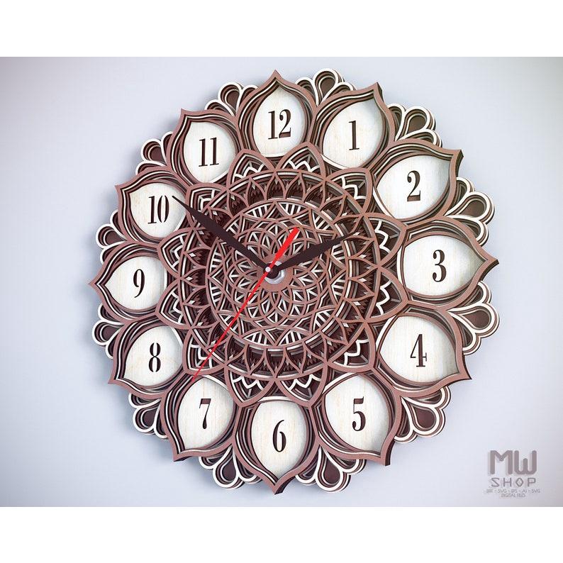 Đồng hồ trang trí kiểu mandala mẫu 14