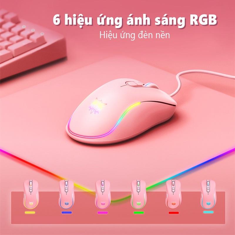 Chuột chơi game có dây ONIKUMA CW907 màu hồng với đèn RGB [Hàng chính hãng]