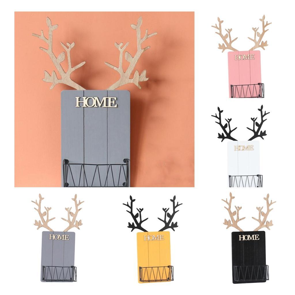 Wall Mounted Caddy Basket Shelf Organizer Holder with Wooden Board White