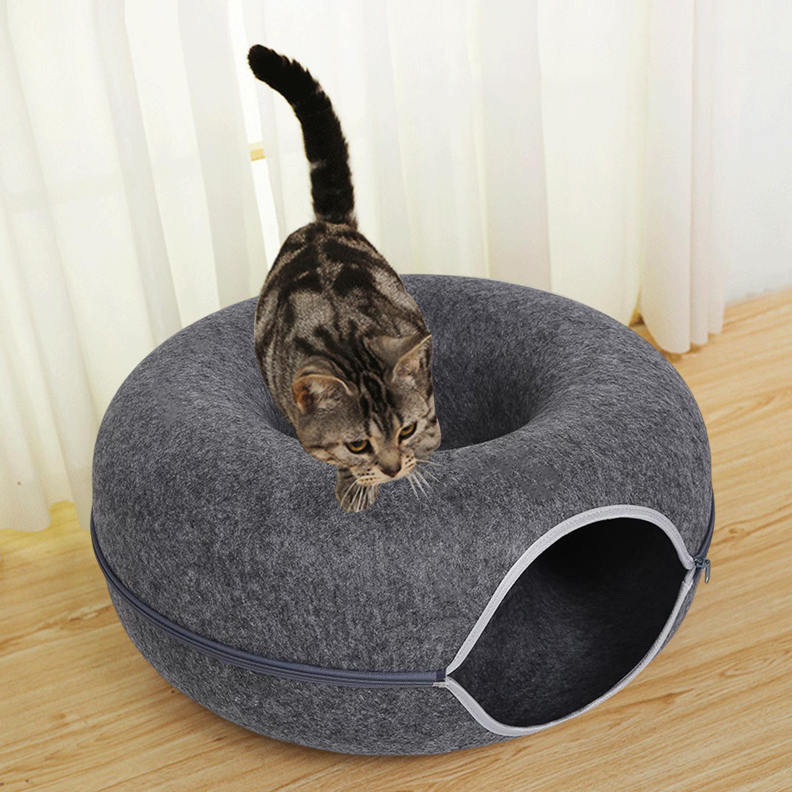 Felt  Scratch Resistant Summer Breathable Tunnel Bed Dark grey