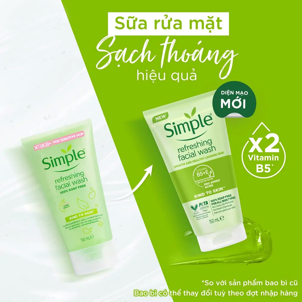 Sữa Rửa Mặt Simple Refreshing Facial Wash Dành Cho Mọi Loại Da 150ml