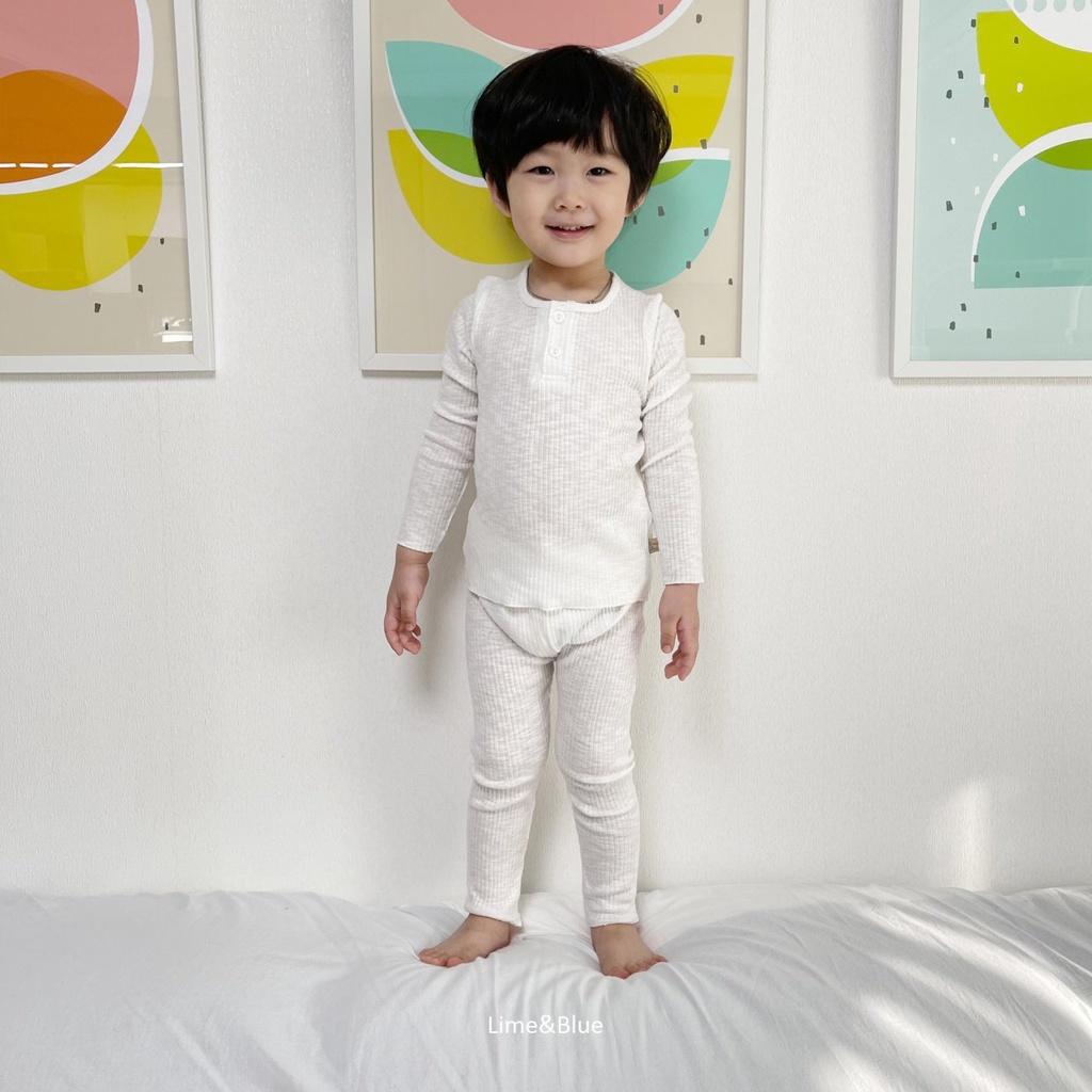 Bộ đồ thun gân dài tay nội địa Hàn Quốc Lime & Blue