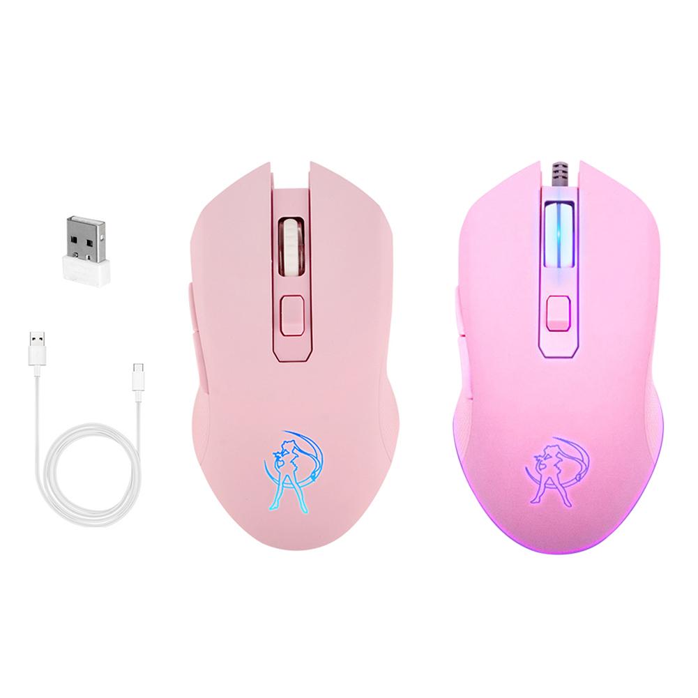 Đa Màu Sắc Đèn Nền USB Có Dây Chuột Không Dây Máy Tính Để Bàn Laptop Dễ Thương Đáng Yêu Chuột Chơi Game Thiết Chuột Cho Laptop Bé Gái Chuột Hồng