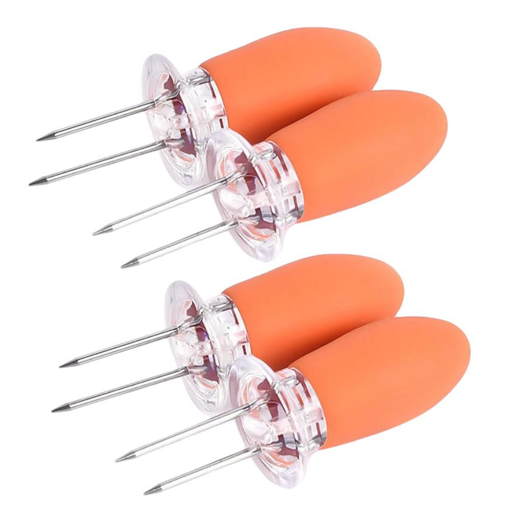 4 Pieces Heat Resistant Corn Holders Corn on the Cob Skewers Prong Forks for