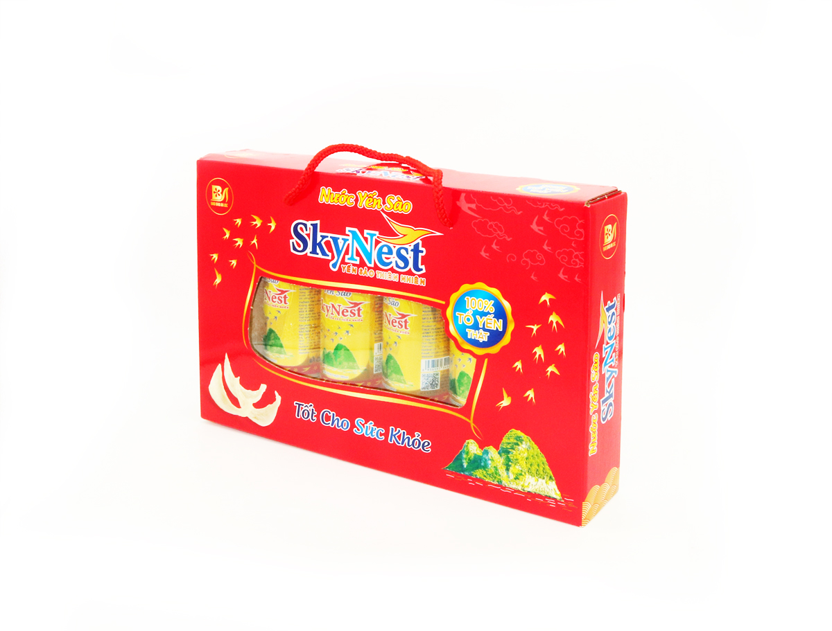 [Hộp quà ngang 5 lon x 190ml/ lon] Nước Yến Sào SkyNest 3% Tổ Yến thật, Giải khát nhanh gọn, Tốt cho sức khỏe