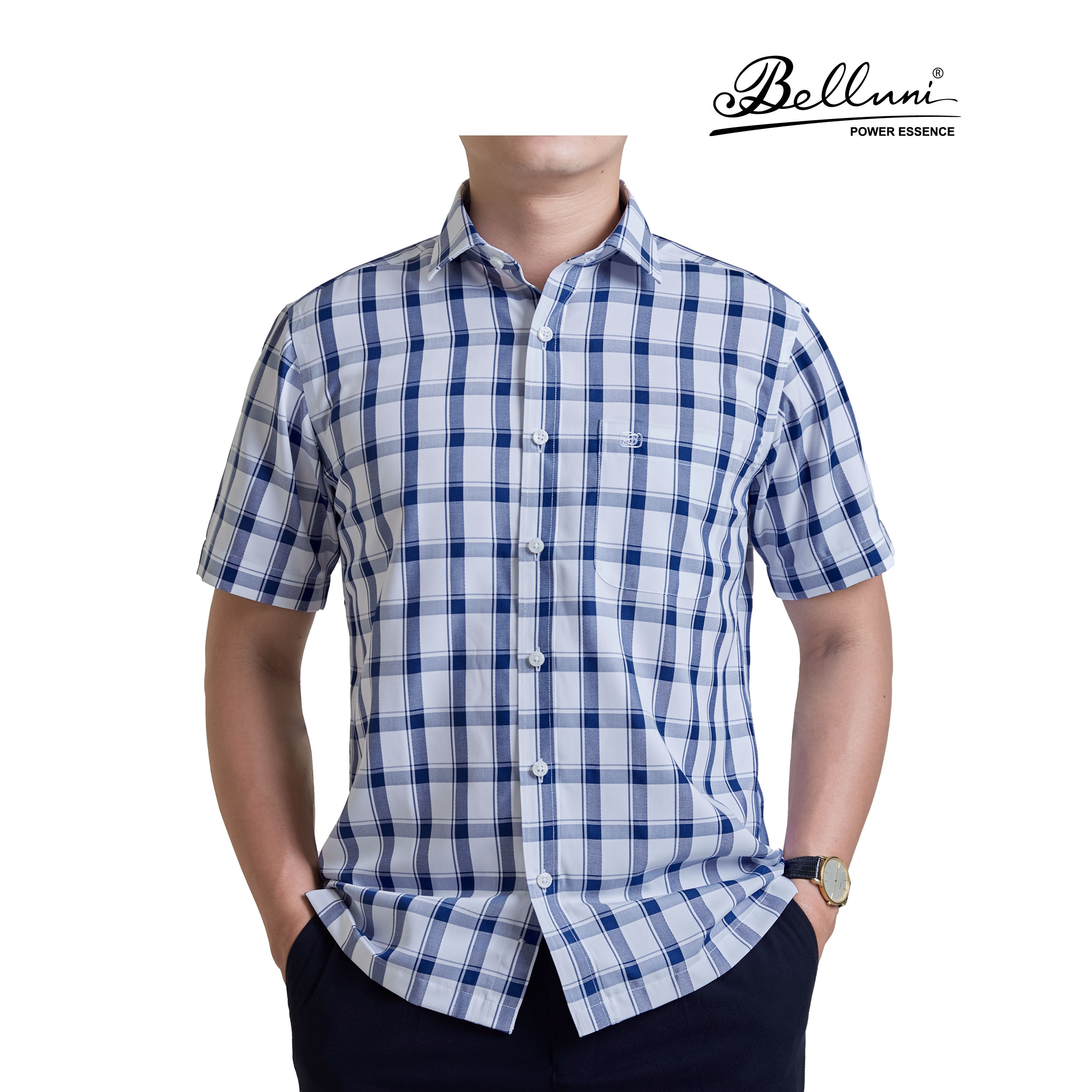 Áo sơ mi nam ngắn tay cao cấp BELLUNI vải sợi tre chống nhăn - ABN.BP.BE.228.B2