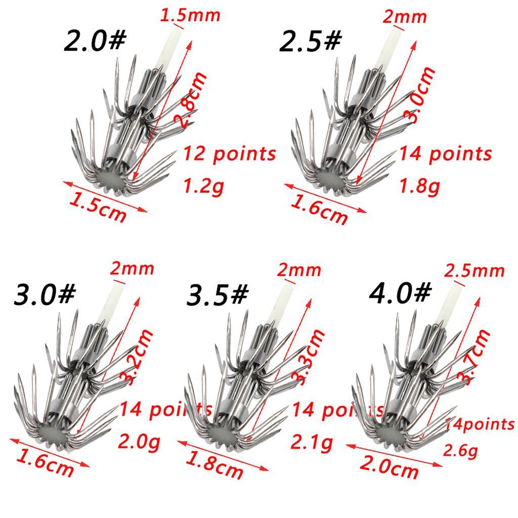 20 Pieces Stainless Steel Luminous Squid Lure Hooks Fishing Egi Jig