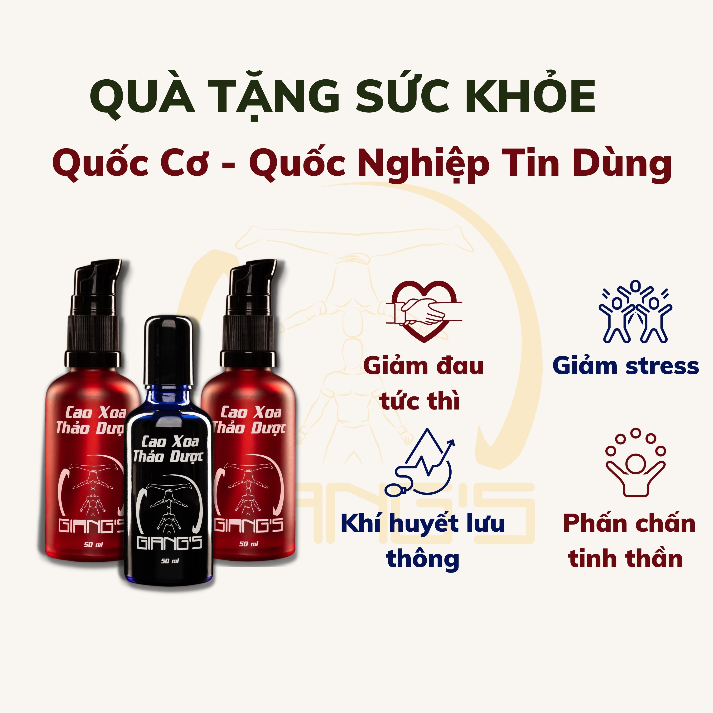Dầu xoa bóp Quốc Cơ Quốc Nghiệp (liệu trình 01) Combo 2 đỏ 1 xanh chai 50ml - Cao xoa bóp xương khớp massage cổ vai gáy