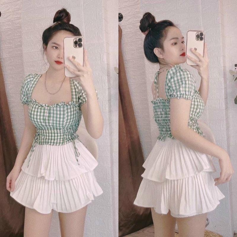 Áo kiểu, áo kiểu caro, áo kiểu dễ thương