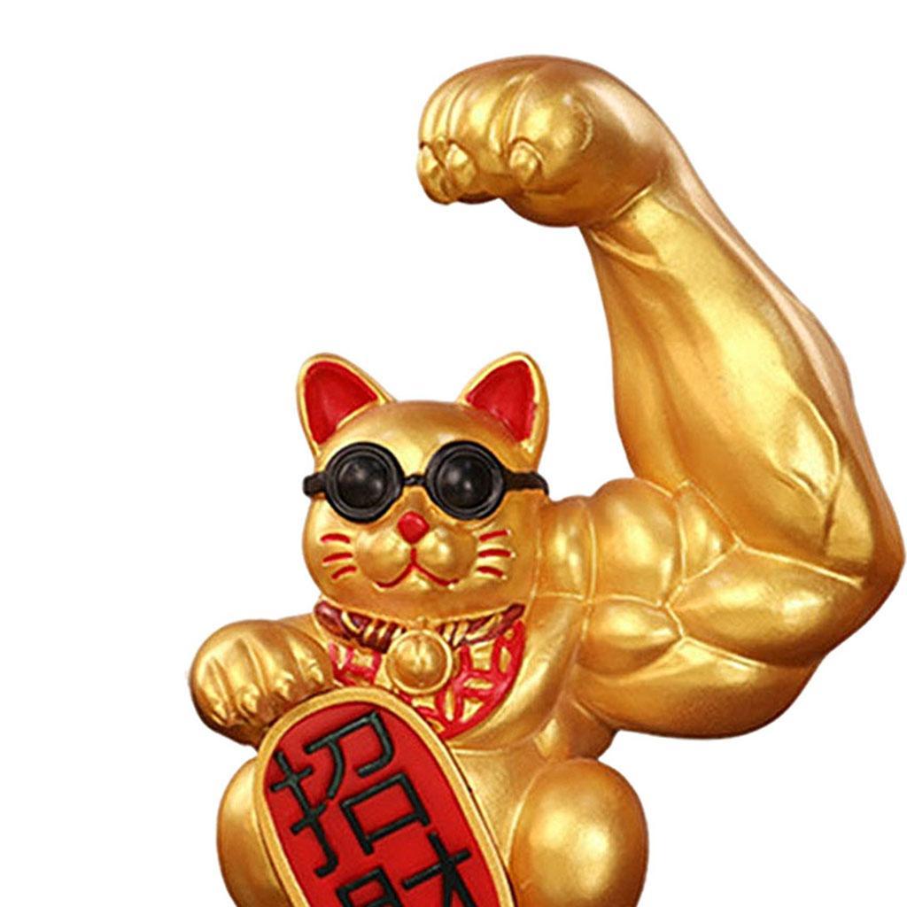 2 cái x Tượng Mèo May Mắn Phong Thủy Cánh Tay Khổng Lồ Tài Lộc