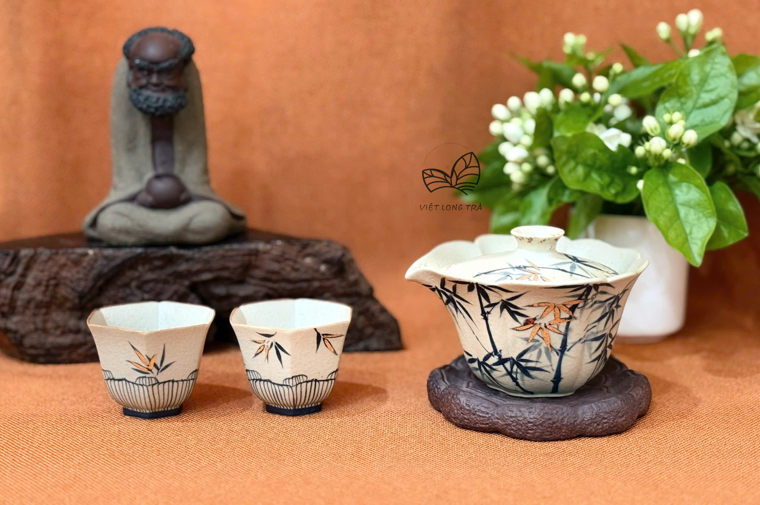 CHÉN KHẢI HỌA TIẾT TRÚC MẠ VÀNG - PHONG CÁCH ĐÁ LỬA ĐỎ - DUNG TÍCH 130ML - GAIWAN