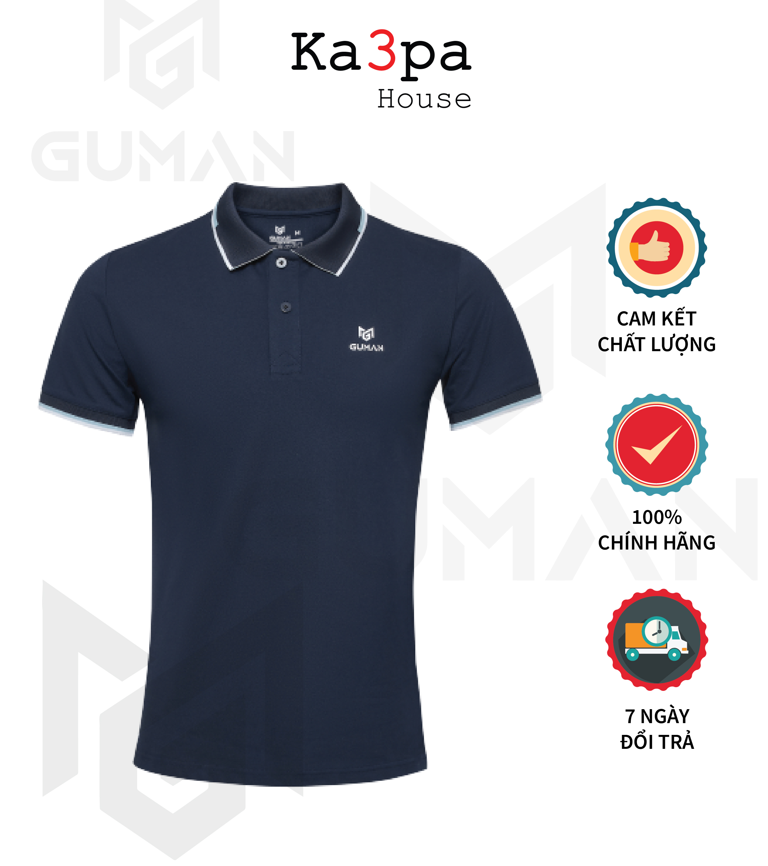 Áo Thun Polo Casual GUMAN Deep Blue GDB112