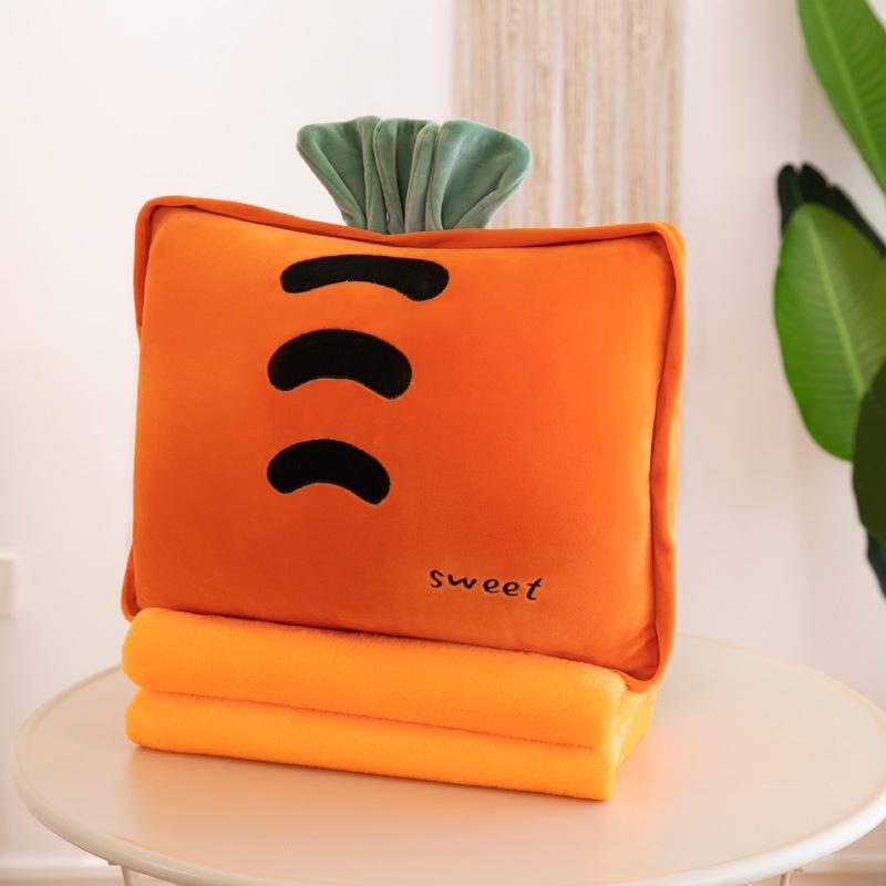 Gối Mền Văn Phòng Trái Cây Vuông Cao Cấp 3 Trong 1 Bông Siêu Mịn