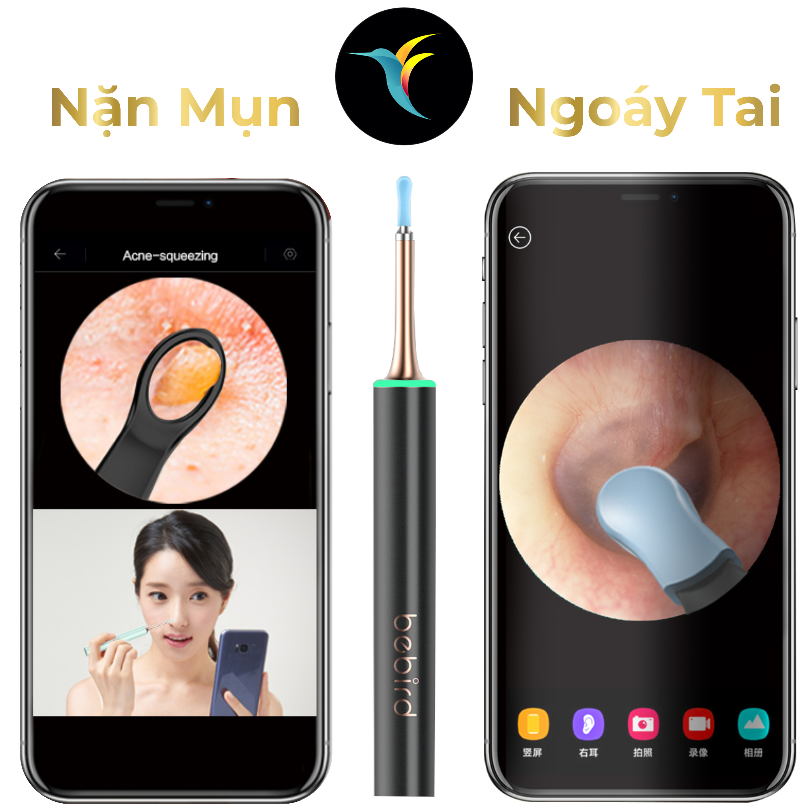 Ngoáy Tai Thông Minh Bebird T15 - Máy ngoáy tai kèm camera, phiên bản cải tiến với tính năng nặn mụn