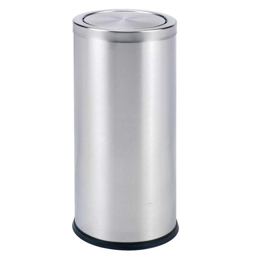 Thùng Rác Inox Nắp Lật - Ø380 X 730H