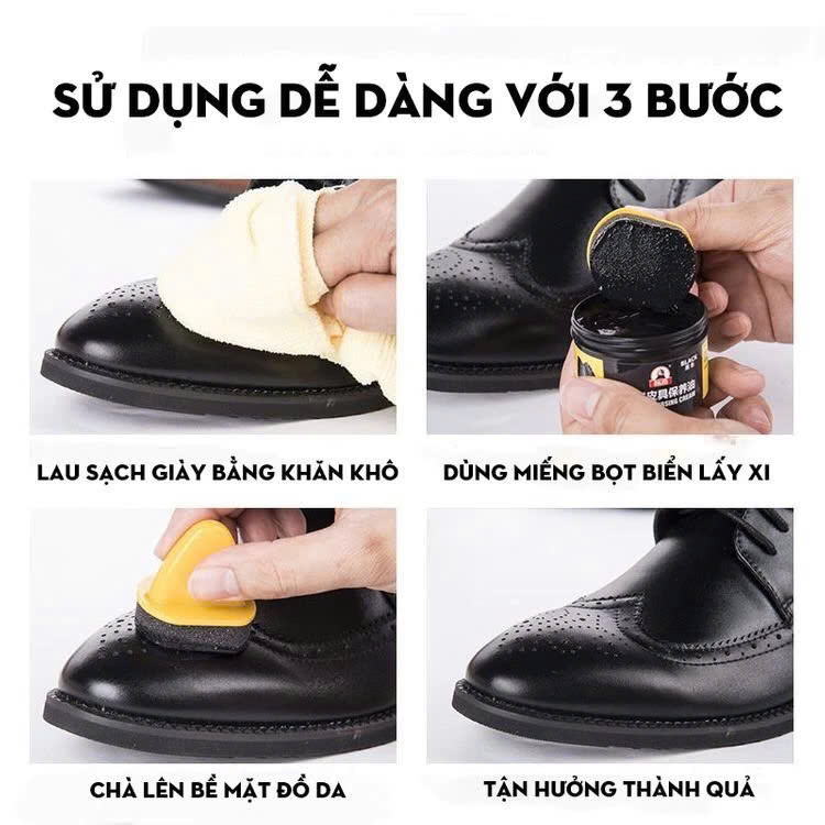 Xi Đánh Bóng Giày Da Làm Bóng Nhanh Đồ Da, Xi Kem Dưỡng Da Có Đầu Mút Hỗ Trợ MÀU ĐEN