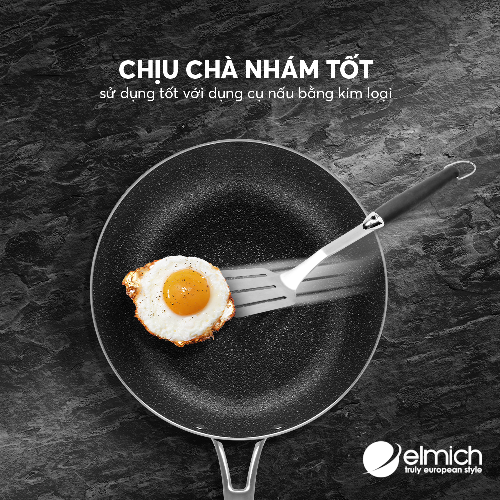 Chảo chống dính Full induction Elmich Hera đày từ size 20/24/26/28cm - Chảo chống văng dầu hàng chính hãng bảo hành 2 -10 năm