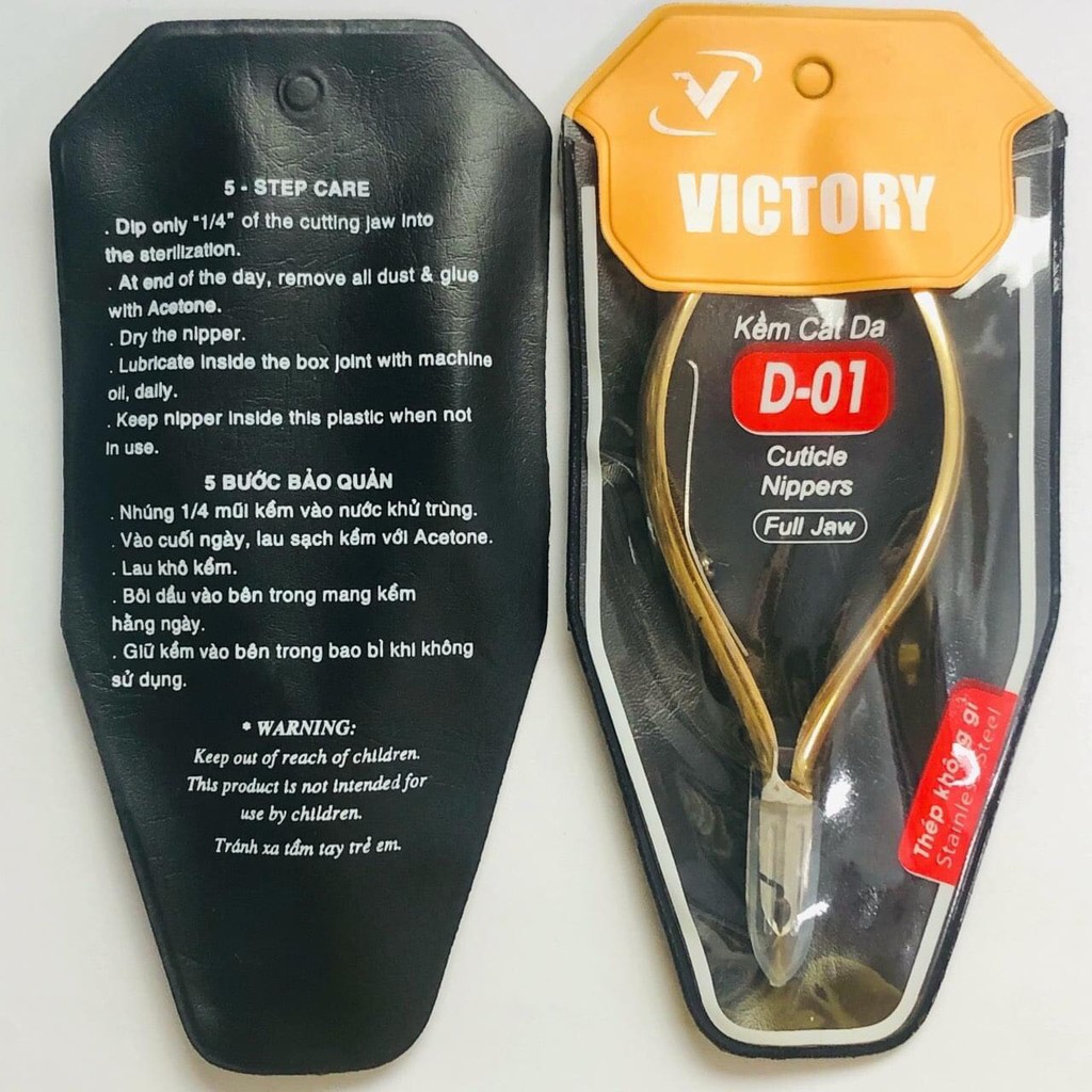 Kìm nhặt da Victory - kìm bán nguyệt nhặt da chết bằng thép không gỉ được mạ ánh vàng