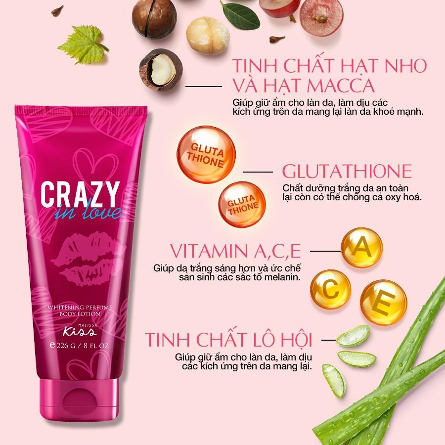 Sữa Dưỡng Trắng Da Toàn Thân Hương Nước Hoa Crazy In Love 226g