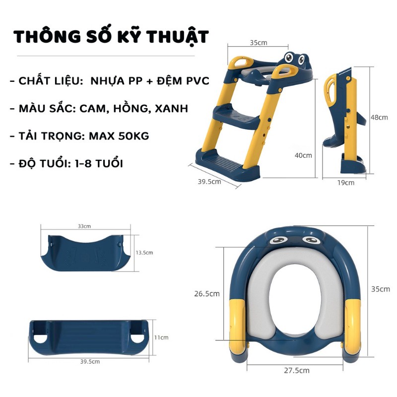 Thang Bô, Thang Đi Vệ Sinh Có Nắp Đậy Tiện Lợi Dành Cho Bé Trai Và Bé Gái Anh Lam Store - Hàng Chính Hãng  - Bé gái