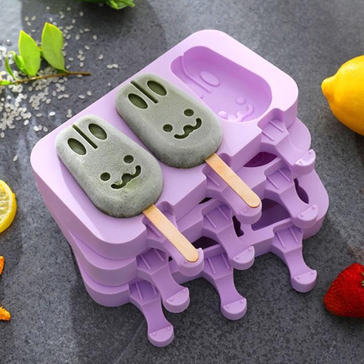 Bộ khuôn kem silicon - chất liệu silicon y tế - tặng kèm que làm kem và nắp silicon