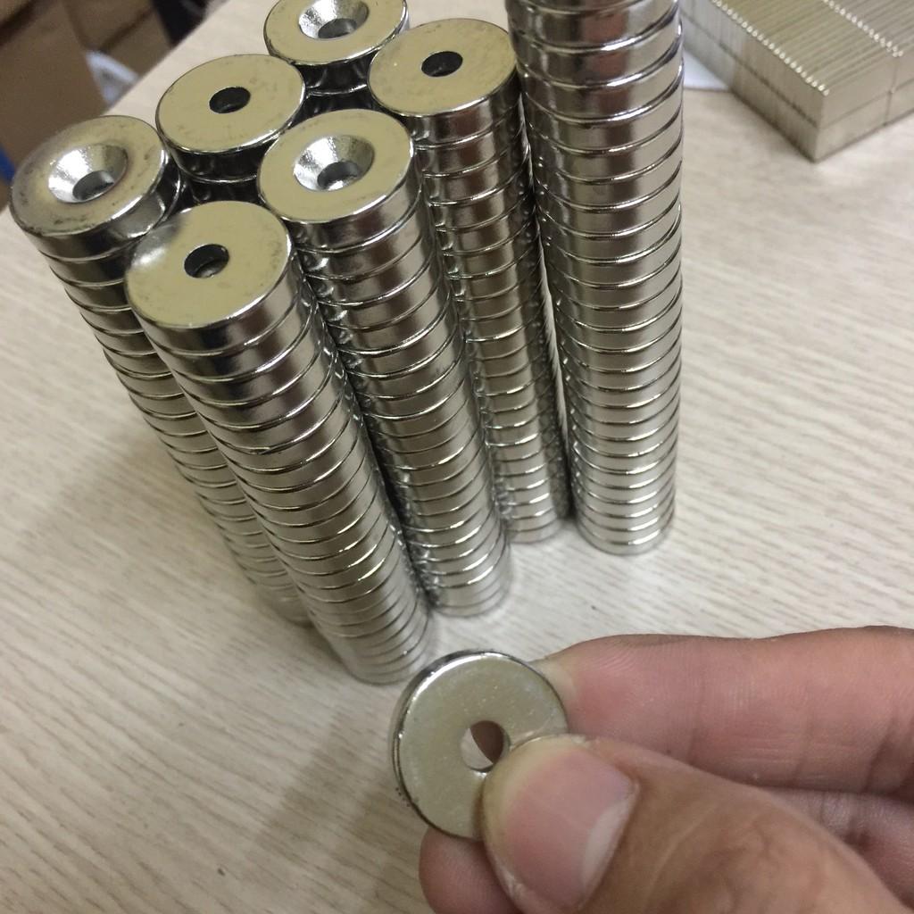 Nam châm viên đất hiếm 20x5 lỗ 5mm