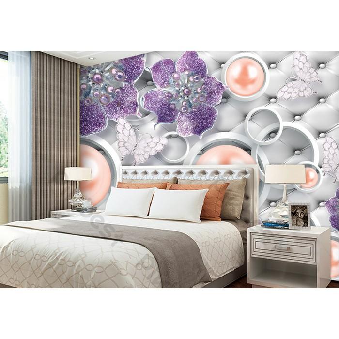 Tranh dán tường Tranh tường hoa tím lãng mạn, tranh dán tường 3d hiện đại MS1080962
