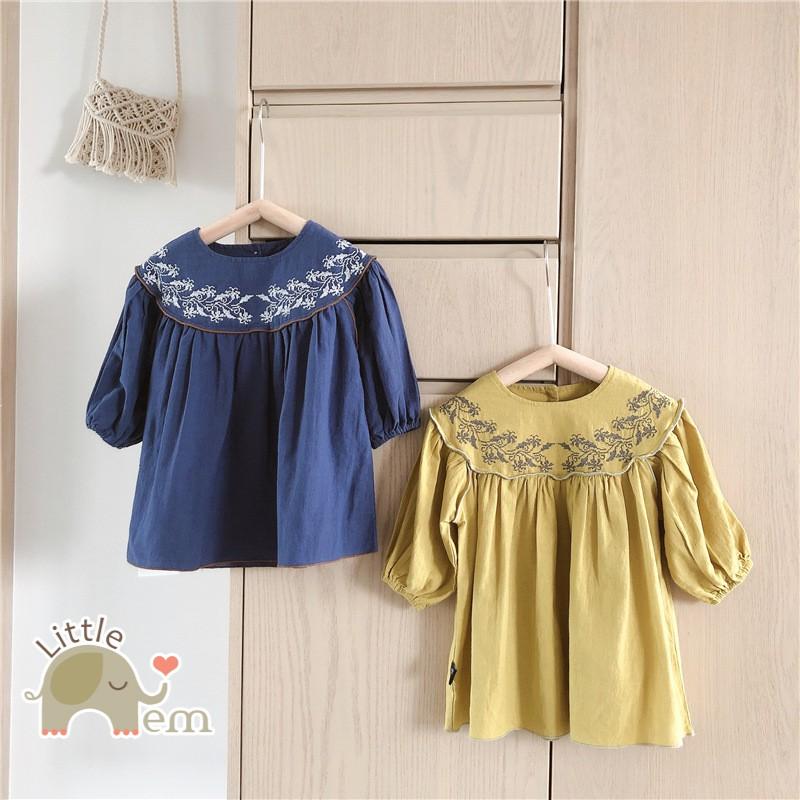 Váy bé gái Cotton _ Cổ viền thêu