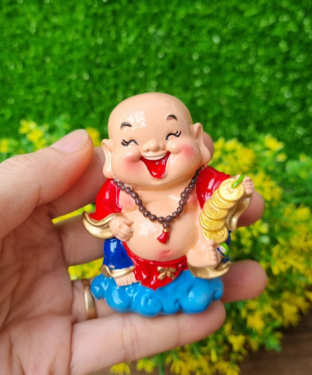Bộ 05 tượng Di Lặc 7cm kèm chân đế Tài Lộc Phát - Ngũ Phúc Lâm Môn