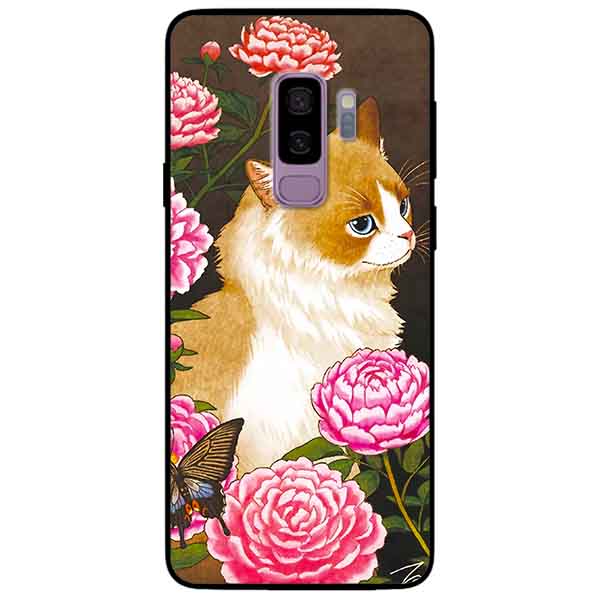 Ốp lưng in cho Samsung S9 Plus Mẫu Mèo Và Hoa