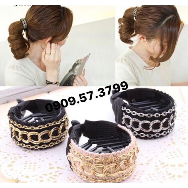 Kẹp tóc tròn viền hoa văn