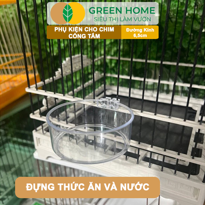 Cóng Tắm Cho Chim GreenHome, Nhựa Mica, Cho Chim Hút Mật, Khuyên, Chòe Đất, Yến,.. Siêu Bền, Nhỏ Gọn