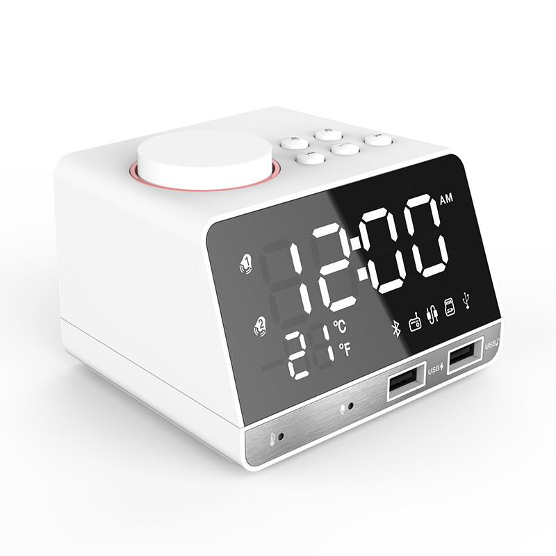Exrizu bluetooth loa LED màn hình LED Snooze Digital FM Radio Table Clow Color: White