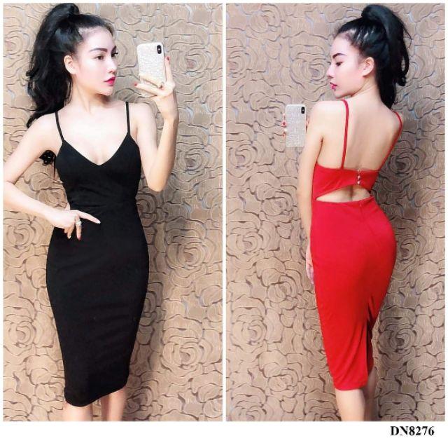 Đầm body 2 dây nơ lưng