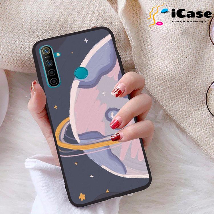 Ốp lưng iCase dành cho Realme 5 chất liệu viền dẻo lưng cứng nhám TPU có hai lỗ xỏ dây đeo in nổi 4D hình bộ sưu tập Color Fun - Hàng chính hãng