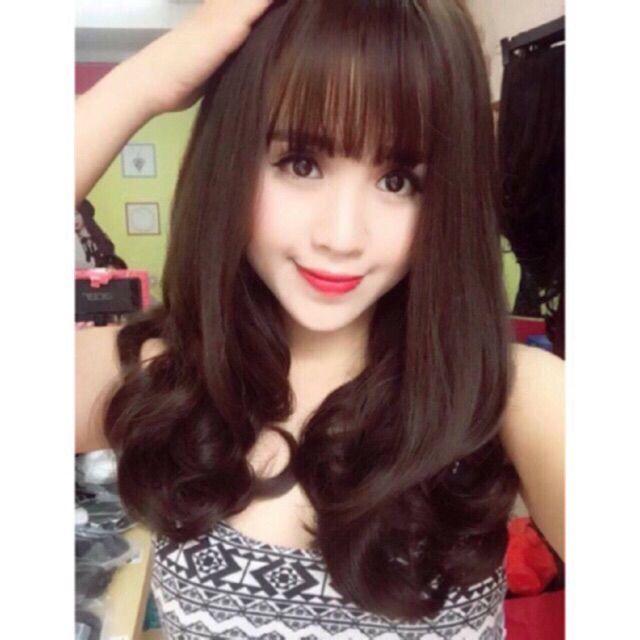 Tóc giả nguyên đầu xoăn ️️  ️️ nguyên đầu xoăn đuôi lửng kèm lưới tóc